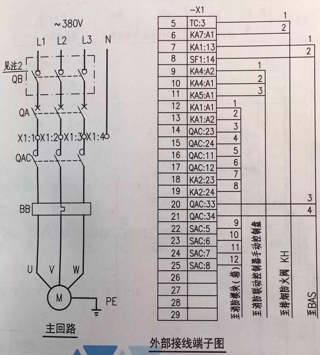 消防主机接线端子箱接线图