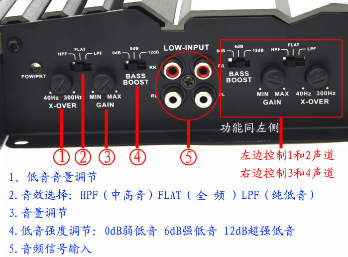 阿尔派主机接怎么低音炮